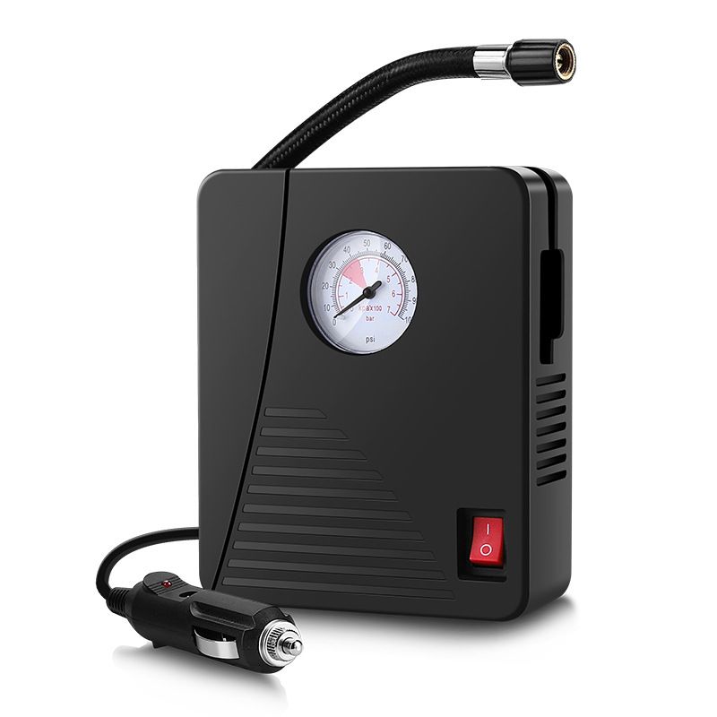 Portable vehicle air pump for electric vehicles with tire pressure gauge