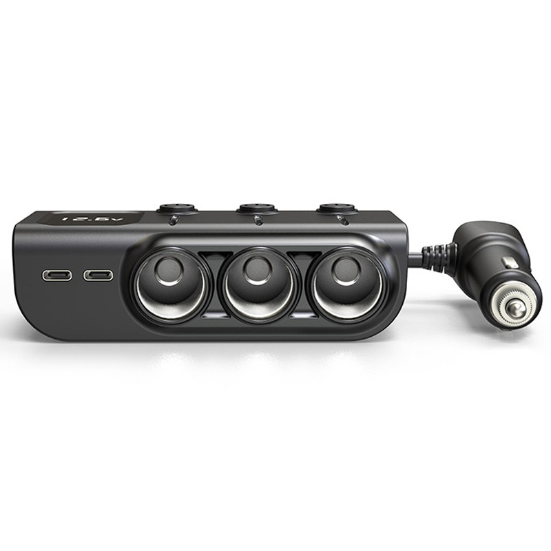 Car mobile phone charger fast charging car voltage digital display one to eight extended multi-port charging