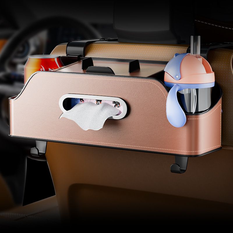 Car storage box for multi-function leather seat back storage bag large capacity car storage paper towel box