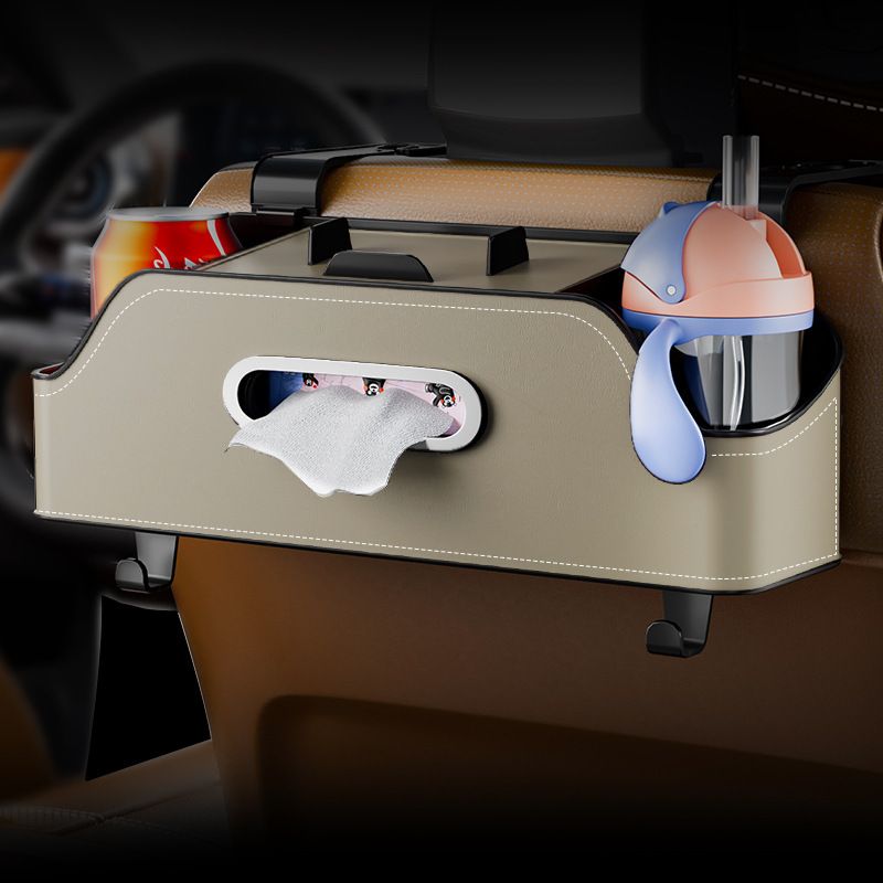 Car storage box for multi-function leather seat back storage bag large capacity car storage paper towel box