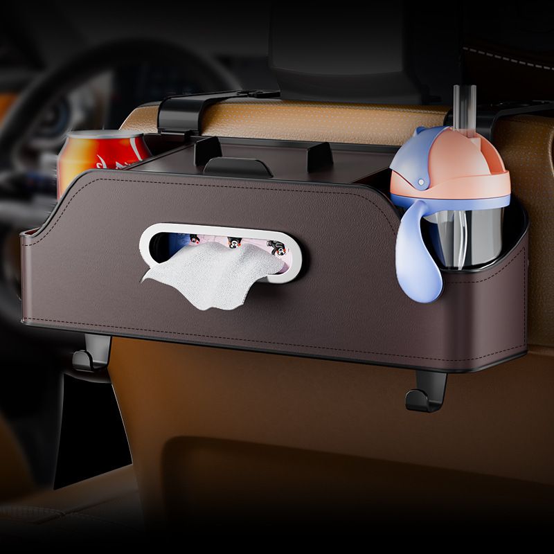 Car storage box for multi-function leather seat back storage bag large capacity car storage paper towel box