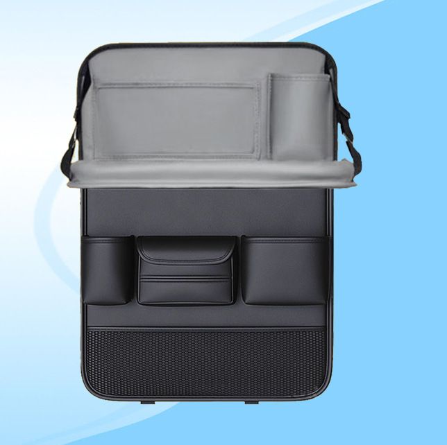 High-end car seat back storage bag, multi-functional rear hanging bag, foldable table board and shelf for car use