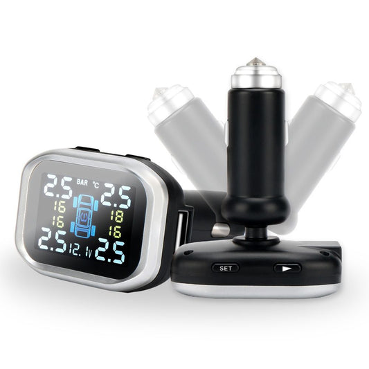 The cigarette lighter type tire pressure monitor detector is a wireless U vehicle charging TPMS four-wheel display monitoring detector