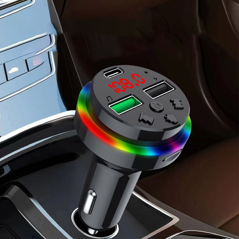 Car Bluetooth receiver U disk memory card atmosphere lamp car MP3 player cigarette lighter fm transmitter f15