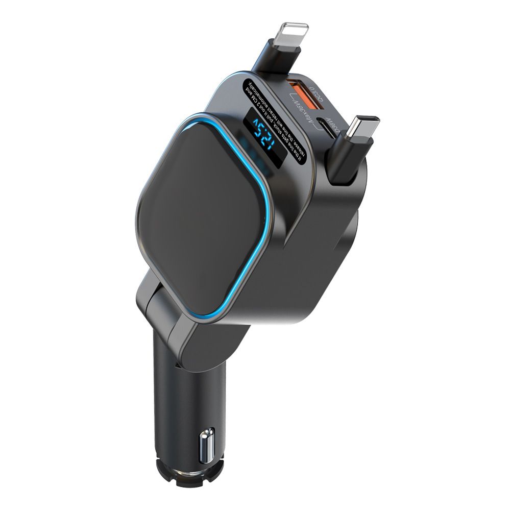 96W car charger with retractable fast charging cable cigarette lighter one to four super fast charging Apple TPYE-C