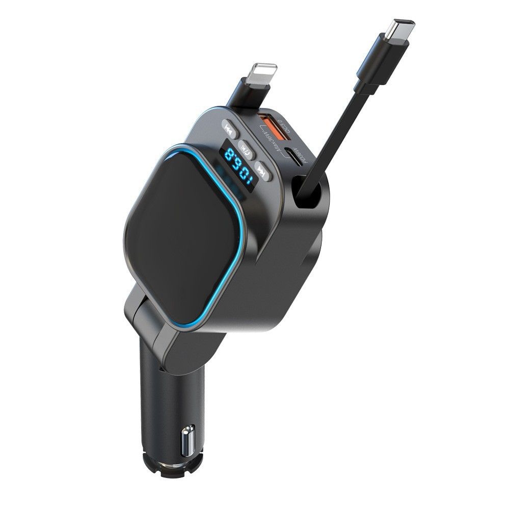 96W car charger with retractable fast charging cable cigarette lighter one to four super fast charging Apple TPYE-C