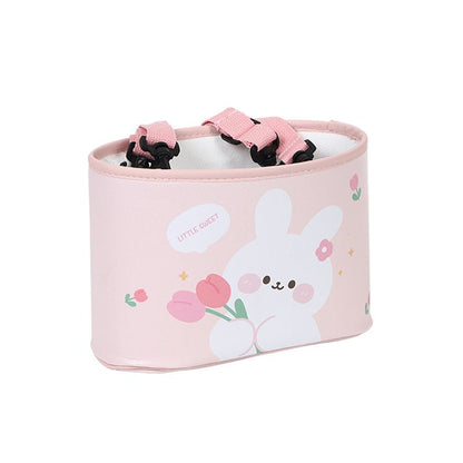 Cartoon bear car trash can leather printing car storage bucket hanging multi-function car storage box