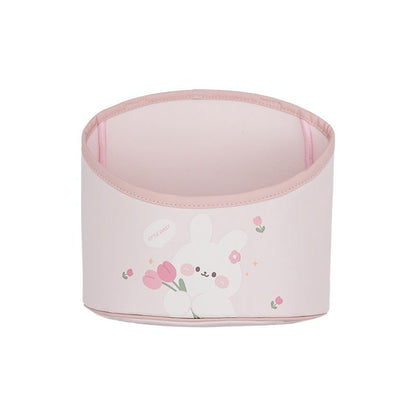 Car storage bucket leather car storage bucket hanging cartoon rabbit multi-function car trash can