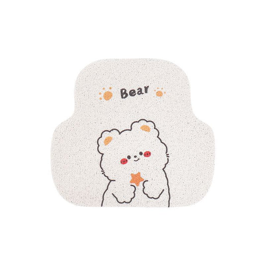 Car protection pad, car anti-dirt footpad, general female cartoon cute bear in-car silk ring footpad