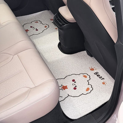 Car protection pad, car anti-dirt footpad, general female cartoon cute bear in-car silk ring footpad