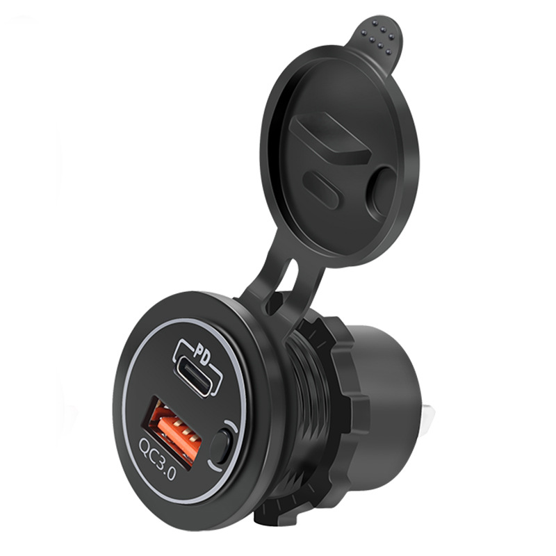 Hot selling car, motorcycle and ship modified onboard charger PD+QC3.0 fast charge TPYE-C modified charger