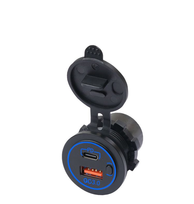Hot selling car, motorcycle and ship modified onboard charger PD+QC3.0 fast charge TPYE-C modified charger