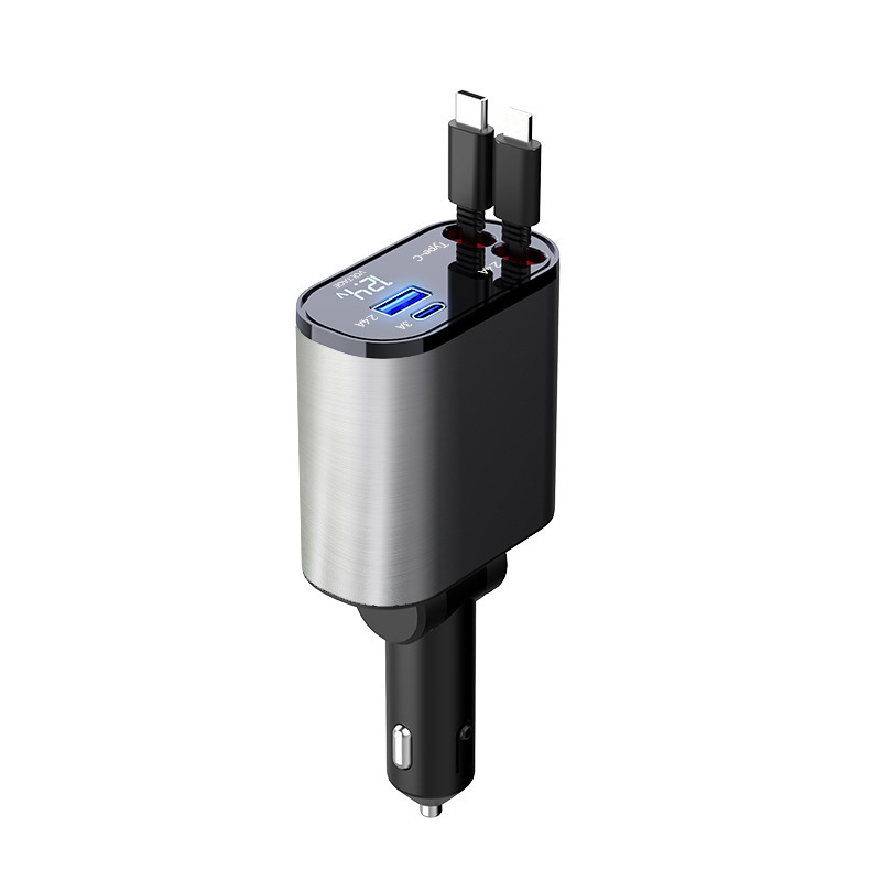 Hot sale digital display super fast charging car charger 60w car charger metal ring display car car charger
