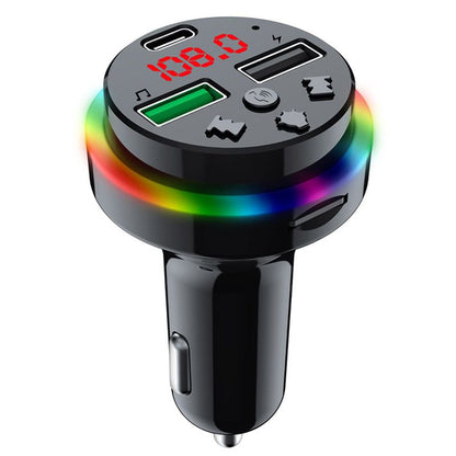 Car Bluetooth receiver U disk memory card atmosphere lamp car MP3 player cigarette lighter fm transmitter f15