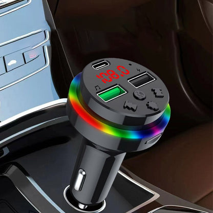 Car Bluetooth receiver U disk memory card atmosphere lamp car MP3 player cigarette lighter fm transmitter f15