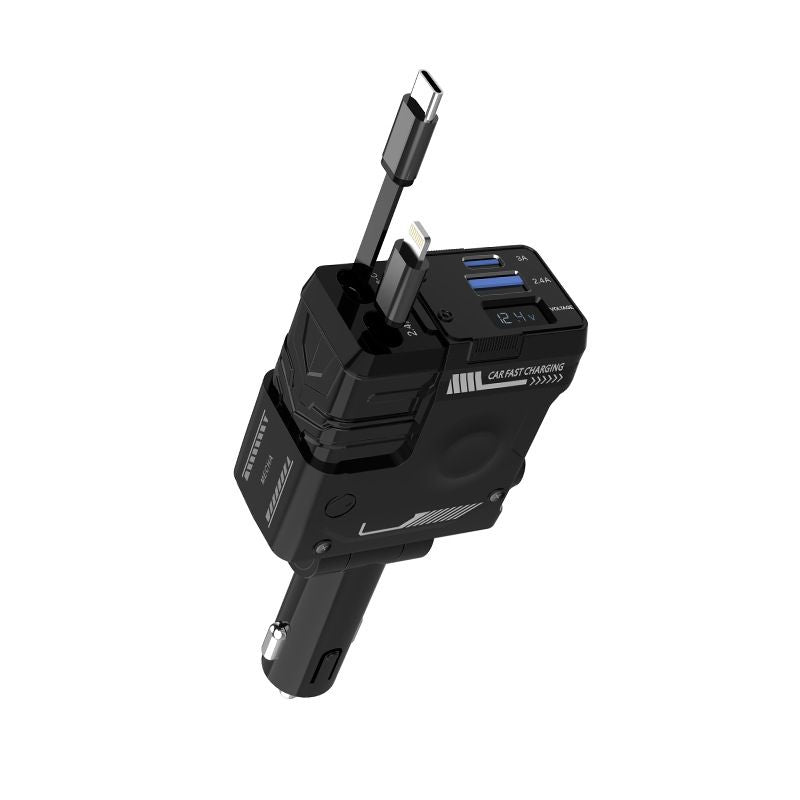 Mecha car mobile phone charger supports 120W super fast charging flash charging retractable cable four-in-one